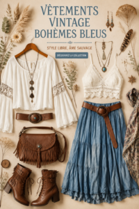 Femme portant une robe boho vintage dans un cadre naturel, illustrant le style chic et décontracté.