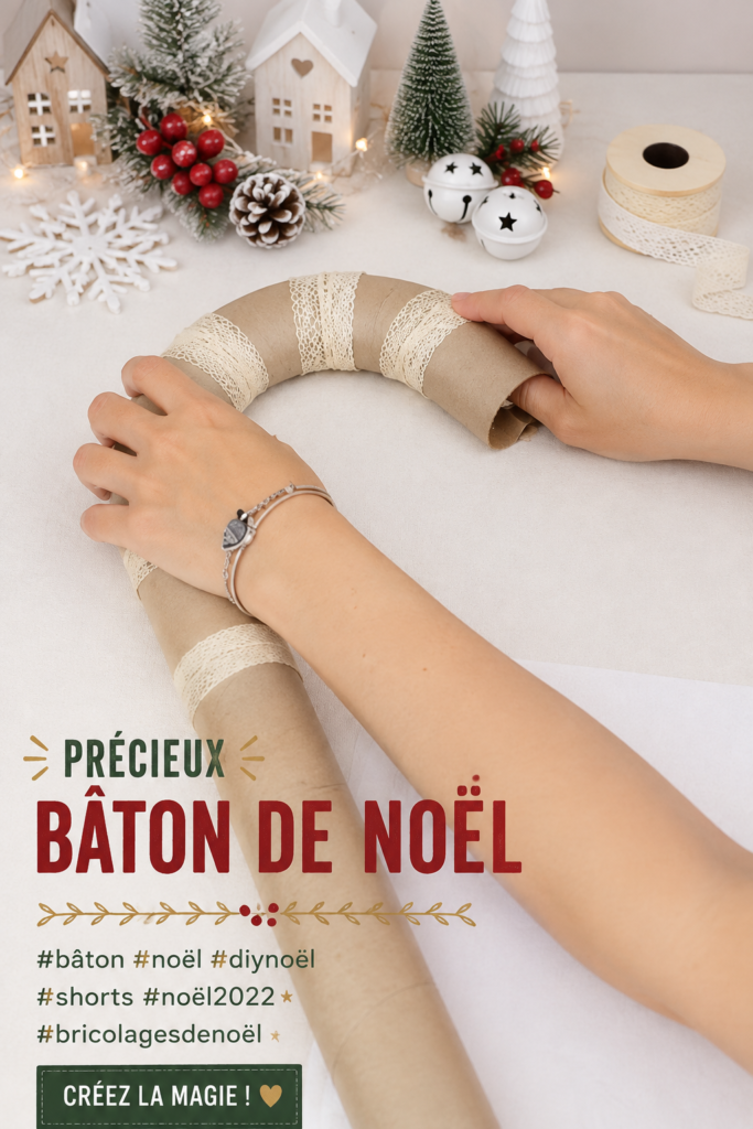 Bâton de Noël décoratif en style bohème avec des éléments naturels
