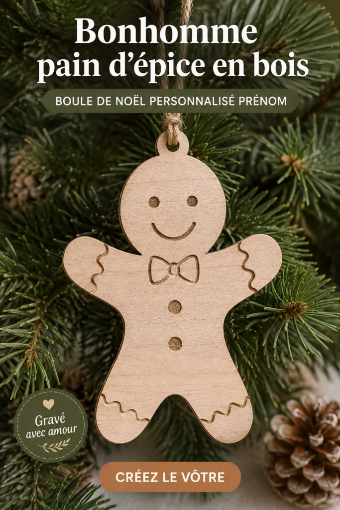 Décoration de Noël avec des bonhommes en pain d'épice en bois personnalisés