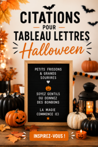 Un mur décoré avec des citations inspirantes sur le thème d'Halloween, ajoutant une touche bohème à l'intérieur.