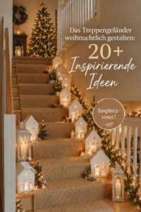 Balustrade décorée pour Noël avec des éléments bohèmes