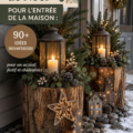 Entrée décorée pour les fêtes dans un style bohème, avec des touches chaleureuses.