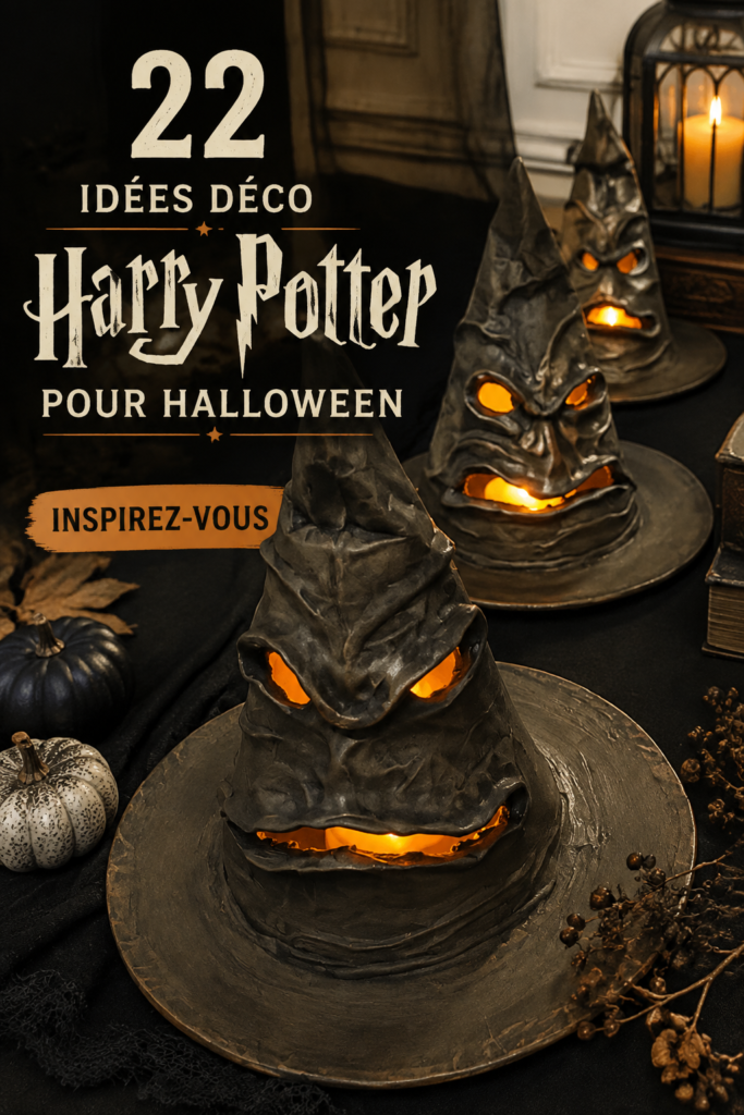 Déco Halloween inspirée par Harry Potter dans un intérieur chaleureux.