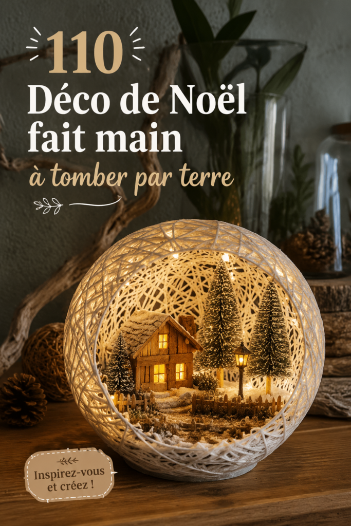 Décoration intérieure bohème avec des éléments de Noël fait main.