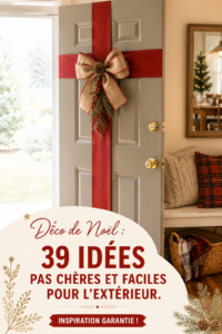 Jardin décoré pour Noël avec des éléments naturels et des lumières