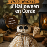 Déco sorcière en corde pour Halloween dans un intérieur bohème.