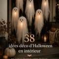 Intérieur décoré dans un style bohème pour Halloween avec des éléments naturels et chaleureux.
