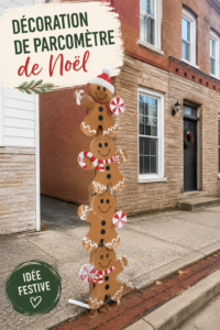 Stationnement décoré pour Noël avec des lumières et des ornements colorés