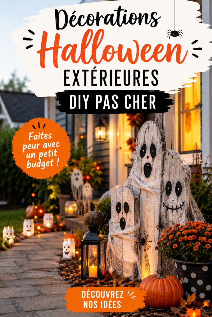 Décorations extérieures d'Halloween DIY: lanternes et courges créées à la main.