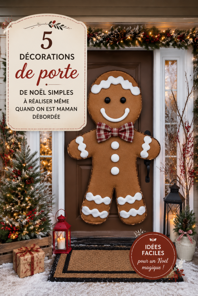 Décoration de porte de Noël simple et bohème avec des éléments naturels