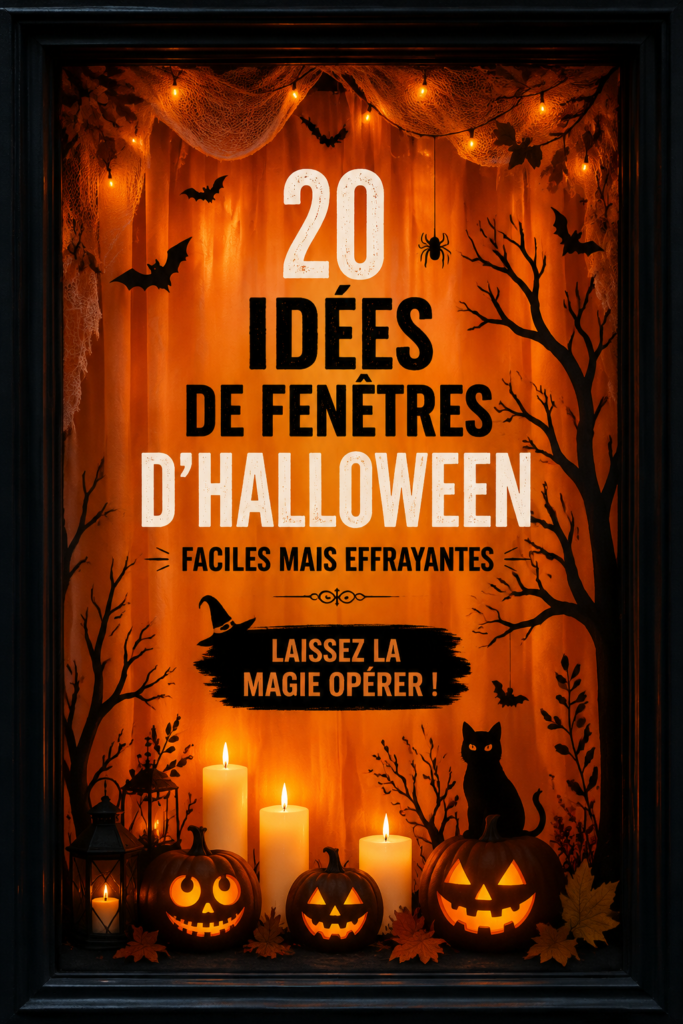 Fenêtres décorées pour Halloween avec des motifs créatifs et colorés.