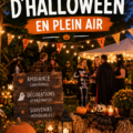 Fête d'Halloween en plein air avec des décorations bohèmes.