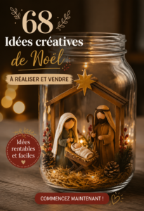 Artisanat de Noël fait main sur une table en bois - décoration intérieure bohème