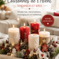 Couronne de l'Avent bohème décorée avec des éléments naturels et rustiques.