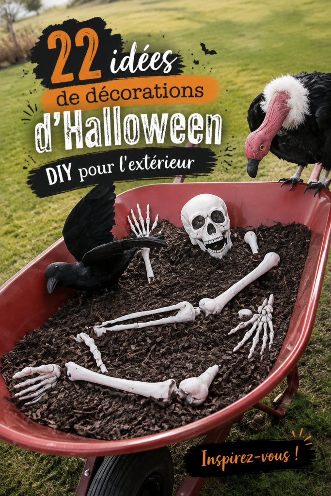 Décorations d'Halloween DIY colorées dans un jardin bohème