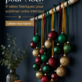 Décoration murale bohème pour Noël avec des éléments naturels et chaleureux.