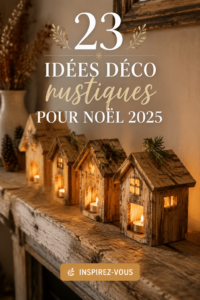Décoration de Noël rustique avec des éléments en bois et des couleurs naturelles