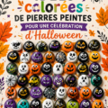 Décoration d'Halloween avec des pierres peintes au style bohème