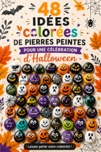 Décoration d'Halloween avec des pierres peintes au style bohème
