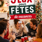 Des familles riant ensemble autour d'une table de jeux pendant une fête