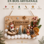 Mini rondins en bois décorés pour une ambiance festive et chaleureuse.