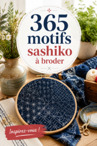 Motifs sashiko brodés sur tissu dans une décoration intérieure bohème.