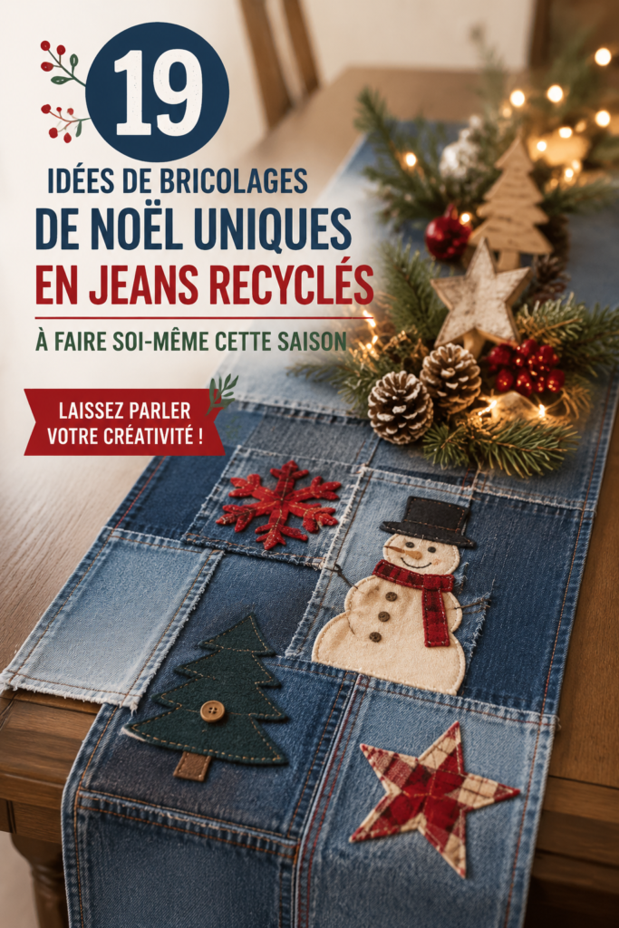 Des décorations de Noël en jean recyclé pour un intérieur bohème