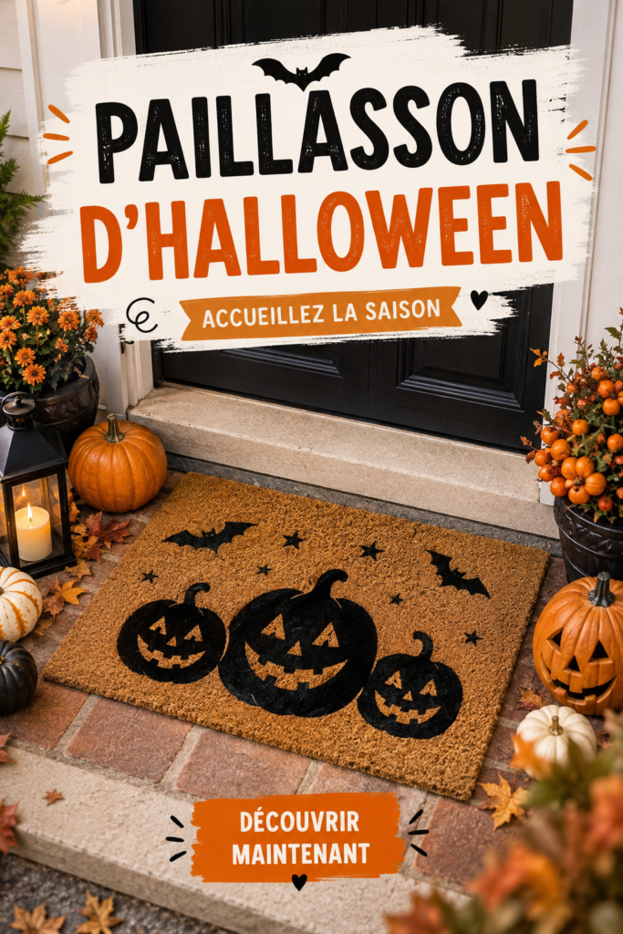 Paillasson d'Halloween décoré avec des motifs festifs