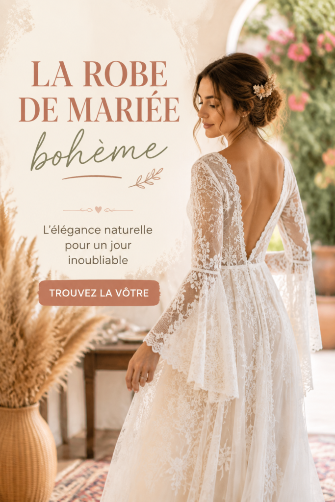 Une robe de mariée bohème élégante avec des détails floraux et légers en plein air.