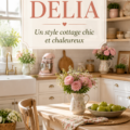 Cuisine chaleureuse au style cottage chic avec des meubles en bois et des textures douces.