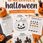 Activités d'Halloween avec des feuilles décoratives créées à la main.