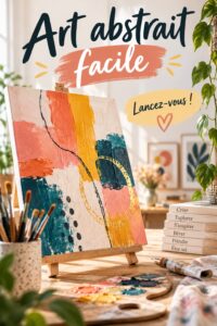 Tableau abstrait coloré dans un salon bohème