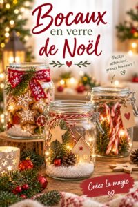 Bocaux en verre décorés pour une ambiance bohème à Noël.