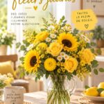 Un beau bouquet de fleurs jaunes dans un vase décoratif dans un intérieur bohème