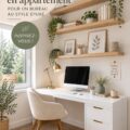 Bureau à la décoration bohème, avec des plantes et des meubles en bois chaleureux.