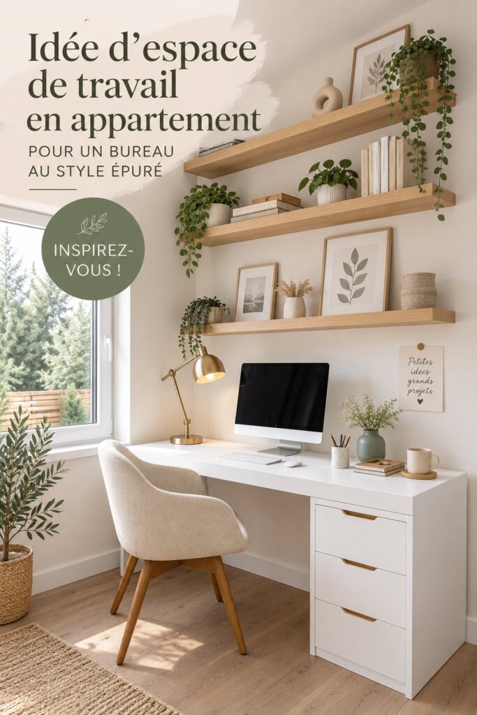 Bureau à la décoration bohème, avec des plantes et des meubles en bois chaleureux.