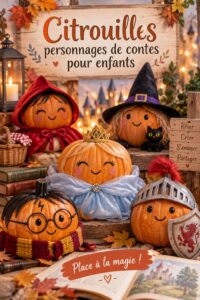 Citrouille décorée en personnage de conte pour Halloween