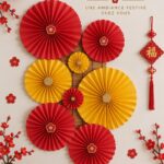 Sélection de décorations bohèmes pour la fête du Têt, incluant des lanternes et des fleurs