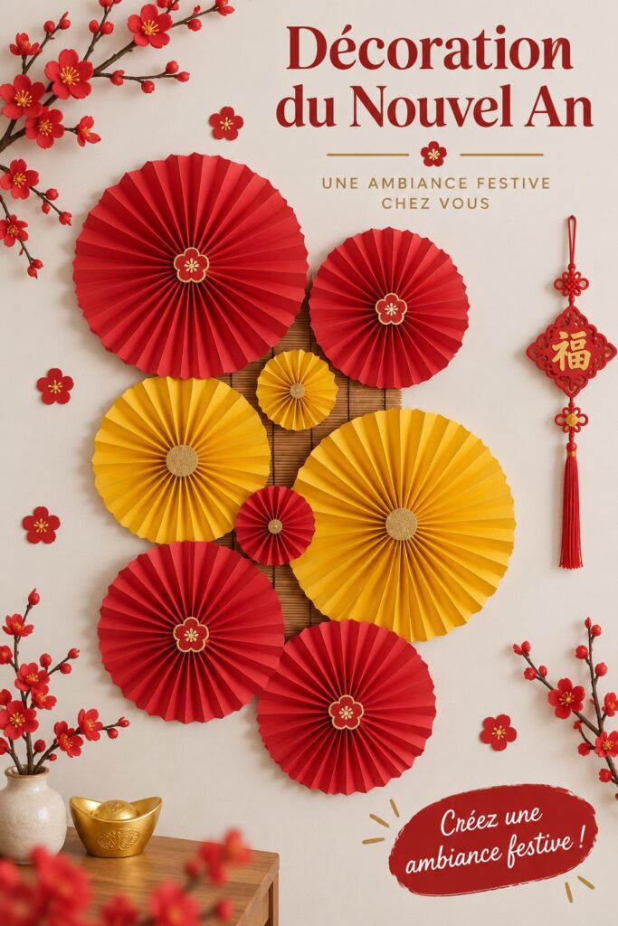 Sélection de décorations bohèmes pour la fête du Têt, incluant des lanternes et des fleurs