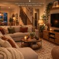 Salon décoré dans un style bohème inspiré des années 90