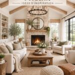 Un salon décoré dans un style bohème chaleureux avec des textiles et des couleurs naturelles.