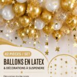Ballons décoratifs colorés dans un intérieur au style bohème.