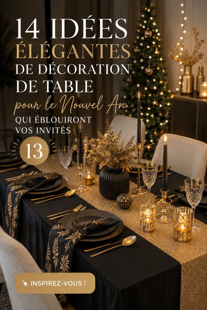 Une table élégamment décorée pour le Nouvel An avec des éléments bohèmes