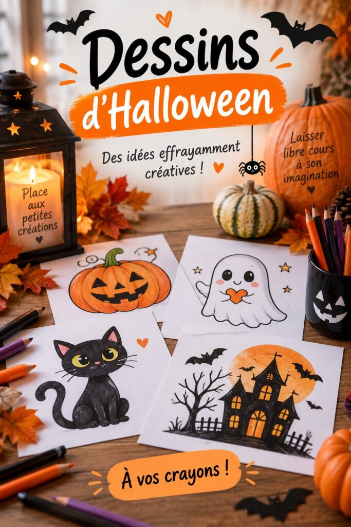 Exemples de dessins d'Halloween à imprimer pour une décoration festive.