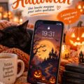 Exemple de fond d'écran Halloween dans un intérieur bohème