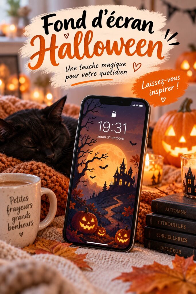 Exemple de fond d'écran Halloween dans un intérieur bohème