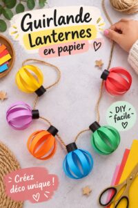 Guirlande lumineuse en papier dans un intérieur bohème chaleureux.