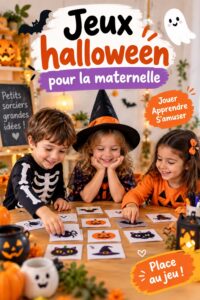 Enfants de maternelle préparant des décorations d'Halloween colorées