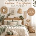Chambre décorée dans un style bohème avec des textiles colorés et des éléments naturels.
