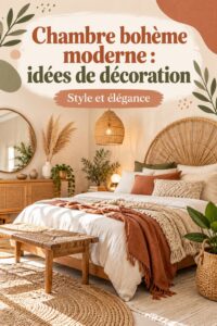 Chambre bohème avec des textures et des couleurs chaleureuses